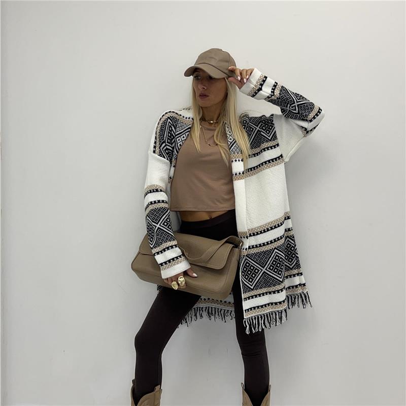 cardigan senza bottone etnico